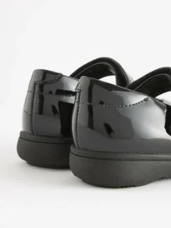 Next Wide Fit (G) School Junior Butterfly Mary Jane Shoes Black Patent