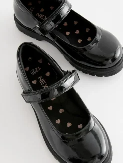 Next Black Patent Wide Fit (G) School Leather Chunky Mary Jane Shoes^ Shoes