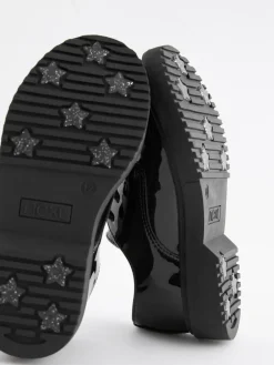 Next Black Patent Wide Fit (G) School Chunky Lace-Up Shoes^ Shoes