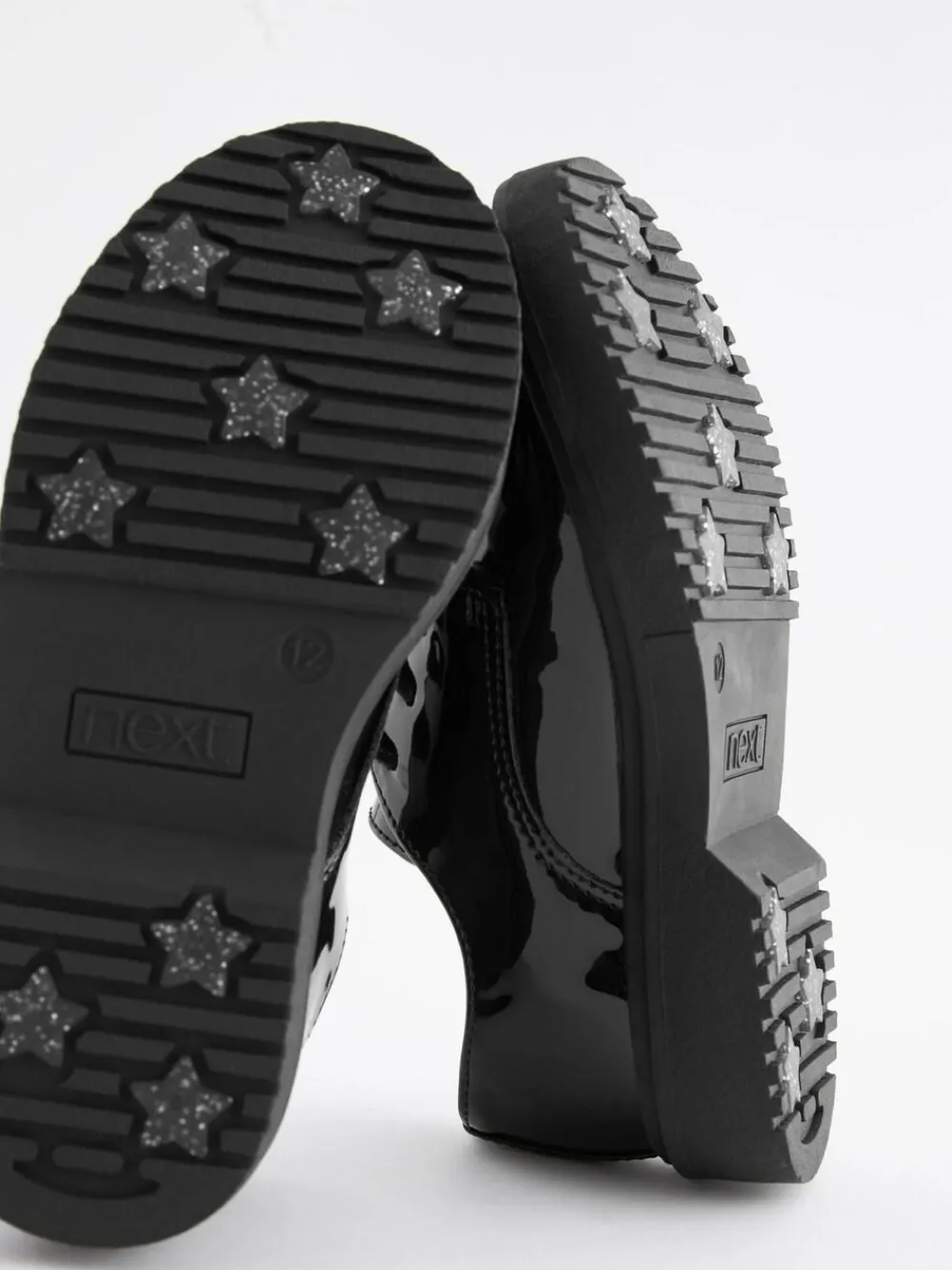 Next Black Patent Wide Fit (G) School Chunky Lace-Up Shoes^ Shoes