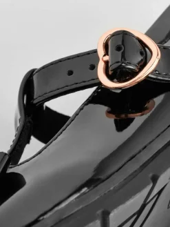 Best Next Wide Fit (G) School Junior Bow T-Bar Shoes Black Patent