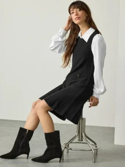 Discount Next Black Pinafore Layered Knitted Dress