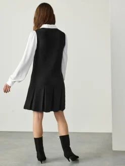 Discount Next Black Pinafore Layered Knitted Dress