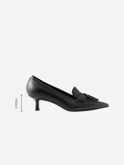 Next Premium Leather With Motionflex Point Toe Tassel Heels Loafers^Women Wide Fit & Extra Wide Fit|Heels