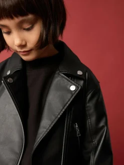 Sale Next Black PU Biker Jacket (3-16yrs)