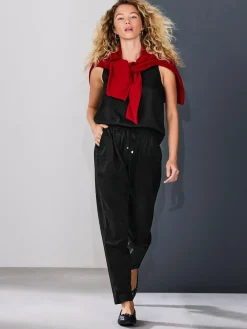 Next Pull On Tapered Trousers With Linen^Women Pants