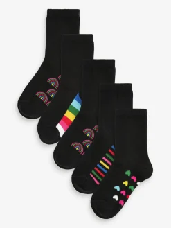 Next 5 Pack Cotton Rich Footbed Ankle School Socks^ Socks & Tights|Socks & Tights