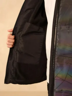 Online Next Black Reflective Shower Resistant Microfleece Lined Padded Coat (3-16yrs)