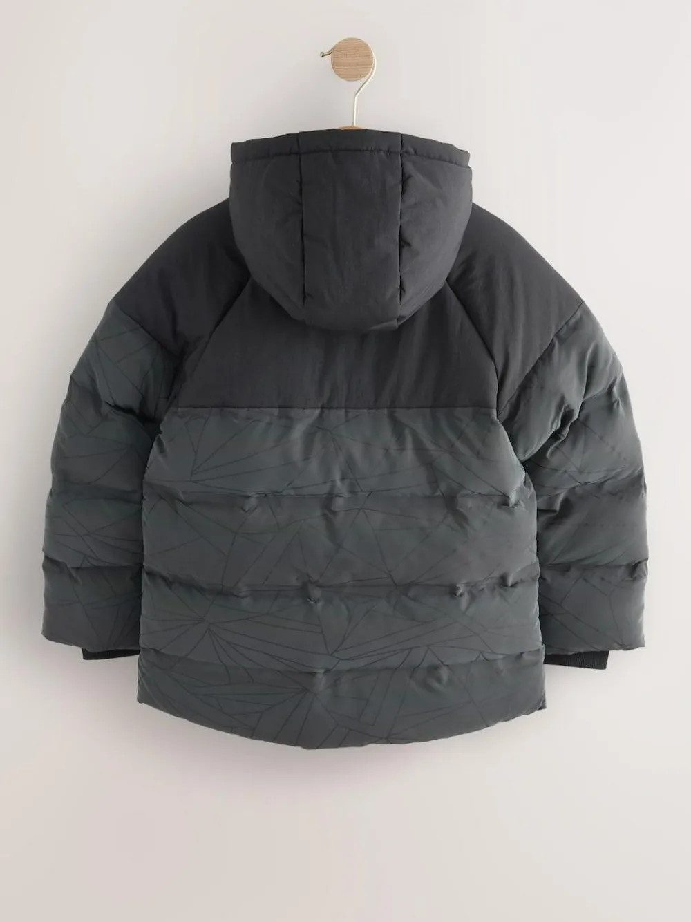 Online Next Black Reflective Shower Resistant Microfleece Lined Padded Coat (3-16yrs)