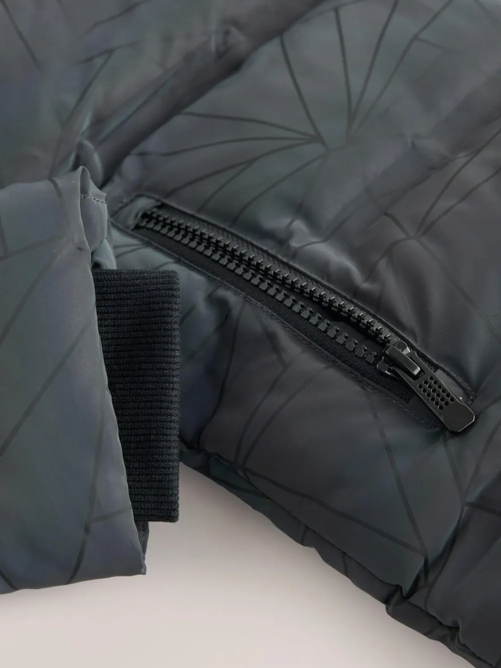 Online Next Black Reflective Shower Resistant Microfleece Lined Padded Coat (3-16yrs)