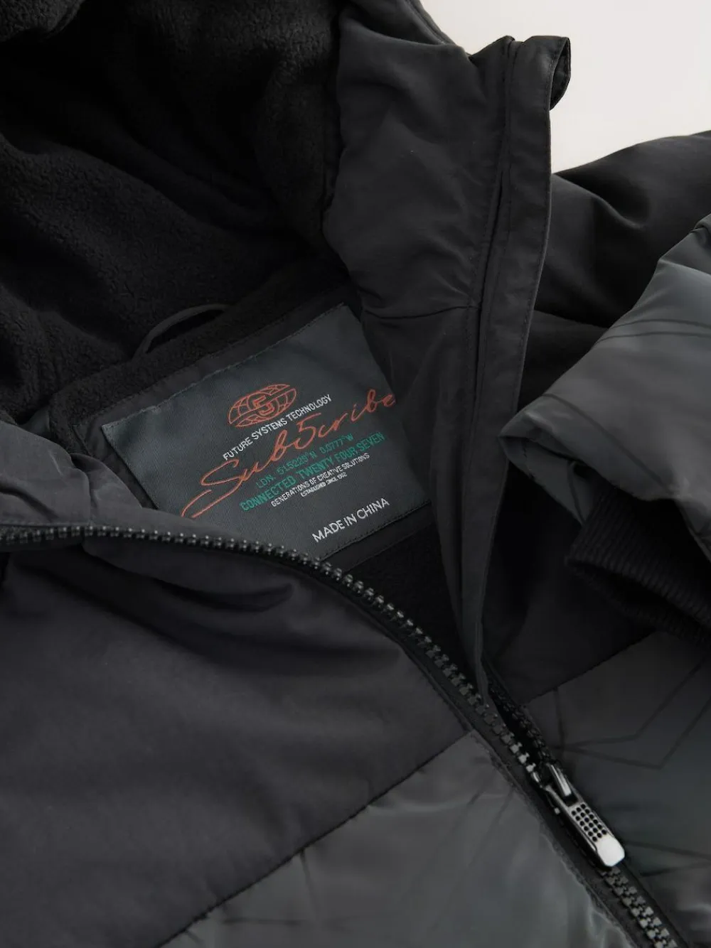 Online Next Black Reflective Shower Resistant Microfleece Lined Padded Coat (3-16yrs)