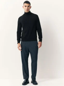 Next Regular Fit Cotton Rich Roll Neck Jumper Black