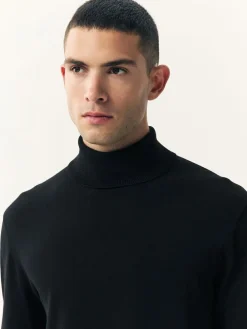 Next Regular Fit Cotton Rich Roll Neck Jumper Black
