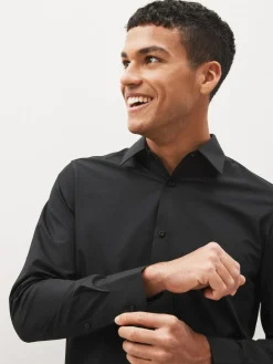 Clearance Next Black Regular Fit Easy Care Single Cuff Smart Shirt