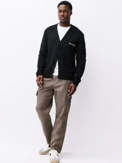 Sale Next Regular Fit Embroidered Chest Motif Cardigan Black