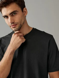 Next Black Regular Fit Essential Cotton T-Shirts 6 Pack^ Nightwear|Tops & T-Shirts