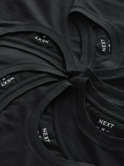 Next Black Regular Fit Essential Cotton T-Shirts 6 Pack^ Nightwear|Tops & T-Shirts
