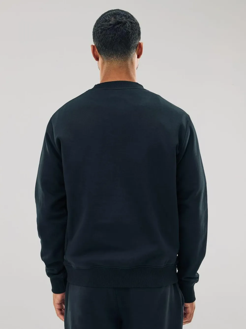 New Next Black Regular Fit Heavyweight Cotton Rich Crew Neck Sweatshirt