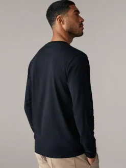 Next Black Regular Fit Long Sleeve Crew Neck T-Shirt^ Tops & T-Shirts|Nightwear