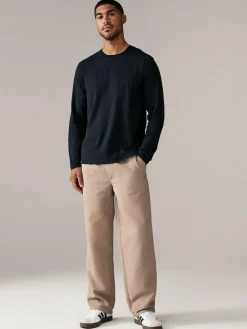 Next Black Regular Fit Long Sleeve Crew Neck T-Shirt^ Tops & T-Shirts|Nightwear