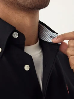 Clearance Next Black Regular Fit Short Sleeve Oxford Shirt