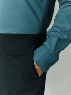 New Next Black Regular Fit Signature Marzotto Wool Tuxedo Trousers With Side Tape Detail