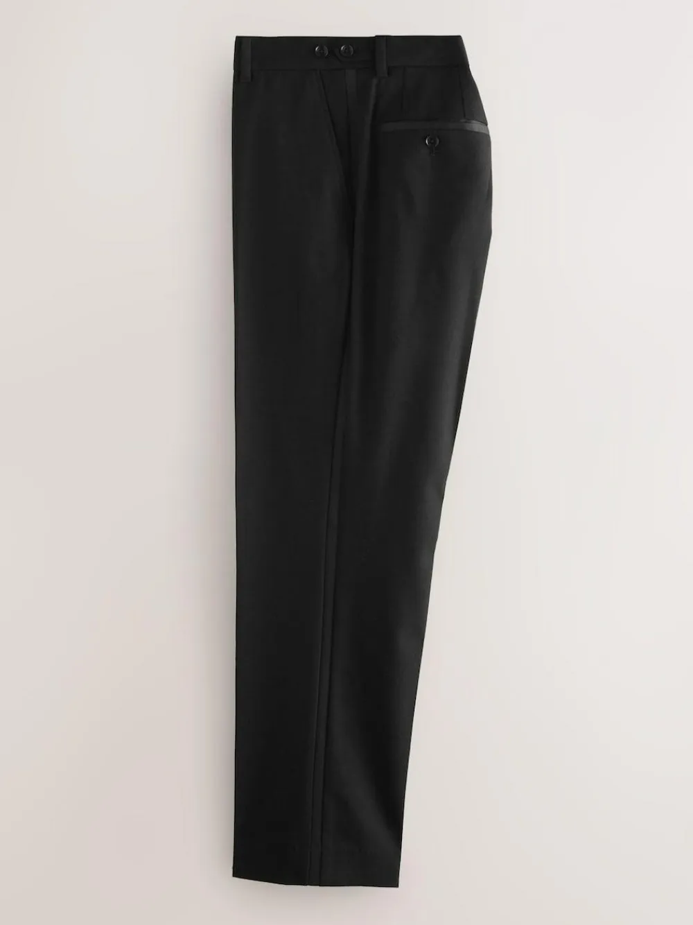 New Next Black Regular Fit Signature Marzotto Wool Tuxedo Trousers With Side Tape Detail