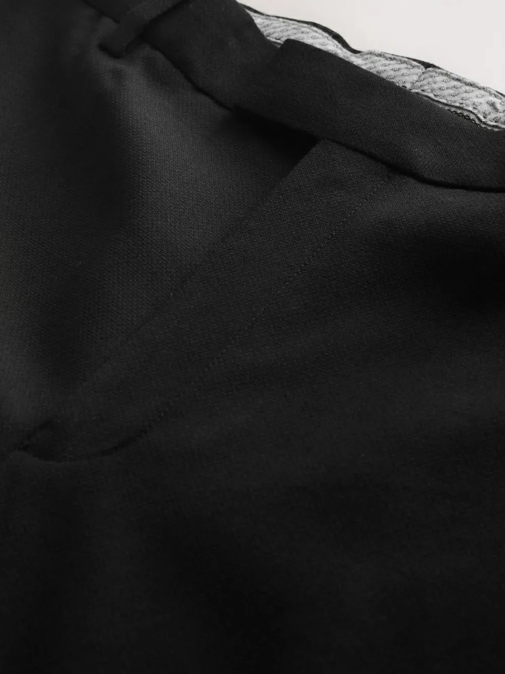 New Next Black Regular Fit Signature Marzotto Wool Tuxedo Trousers With Side Tape Detail