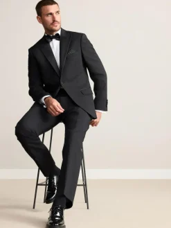 New Next Black Regular Fit Signature Nova Fides 100% Italian Wool Tuxedo Suit Jacket
