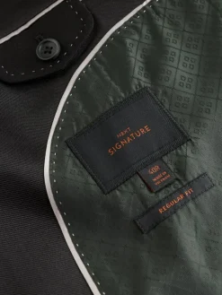 New Next Black Regular Fit Signature Nova Fides 100% Italian Wool Tuxedo Suit Jacket