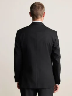 New Next Black Regular Fit Signature Nova Fides 100% Italian Wool Tuxedo Suit Jacket