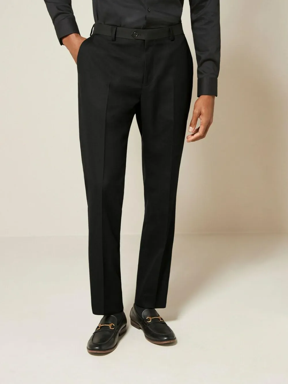 Next Black Regular Fit Textured Suit Trousers^ Pants & Chinos