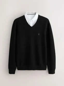 Next Regular Fit Textured Oxford Mock Shirt Jumper^ Knitwear|Knitwear