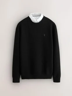 Best Next Regular Fit Textured Oxford Mock Shirt Jumper Black