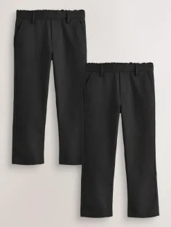 Best Next Regular Leg Pull On Waist School Trousers 2 Pack (3-17yrs) Black