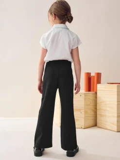 Hot Next Regular Length Pull-On Cotton Rich Stretch Boot Cut School Trousers (3-16yrs) Black