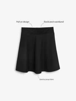 Online Next Regular Length Pull-On Jersey Stretch School Skater Skirt (3-17yrs) Black