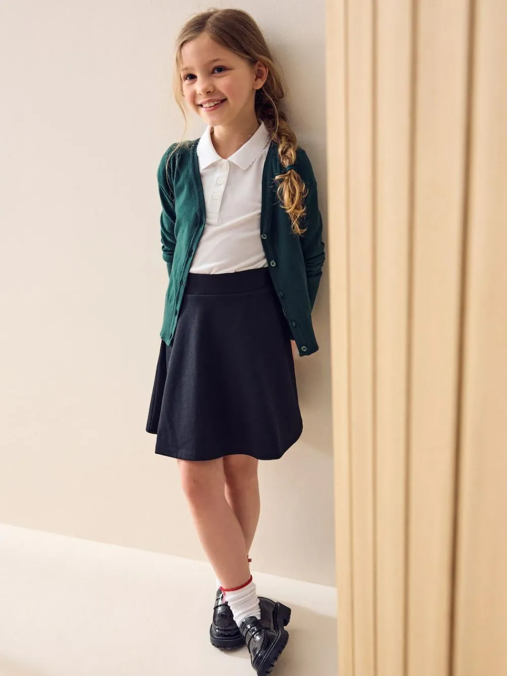 Online Next Regular Length Pull-On Jersey Stretch School Skater Skirt (3-17yrs) Black