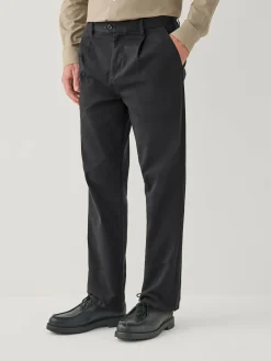Sale Next Regular Tapered Fit Single Pleated Stretch Chinos Trousers Black
