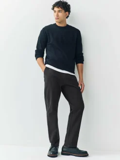 Next Black Regular Tapered Fit Stretch Chinos Trousers^ Nightwear|Pants & Chinos