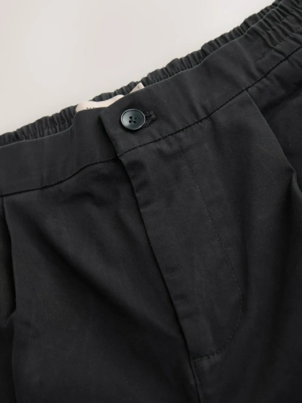 Best Next Regular Tapered Fit Pleated Stretch Chinos Trousers With Elasticated Waist Black