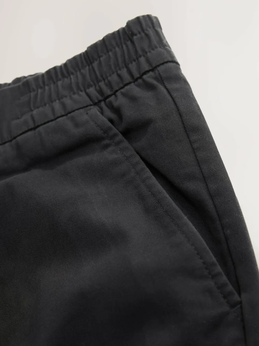 Best Next Regular Tapered Fit Pleated Stretch Chinos Trousers With Elasticated Waist Black