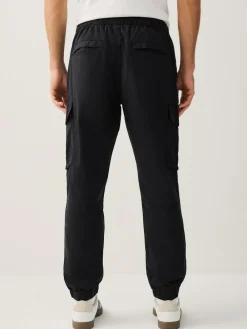 Clearance Next Regular Tapered Fit Cotton Stretch Cargo Trousers Black
