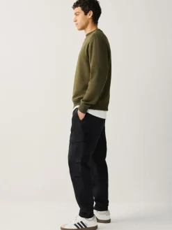 Clearance Next Regular Tapered Fit Cotton Stretch Cargo Trousers Black