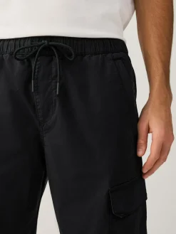 Clearance Next Regular Tapered Fit Cotton Stretch Cargo Trousers Black