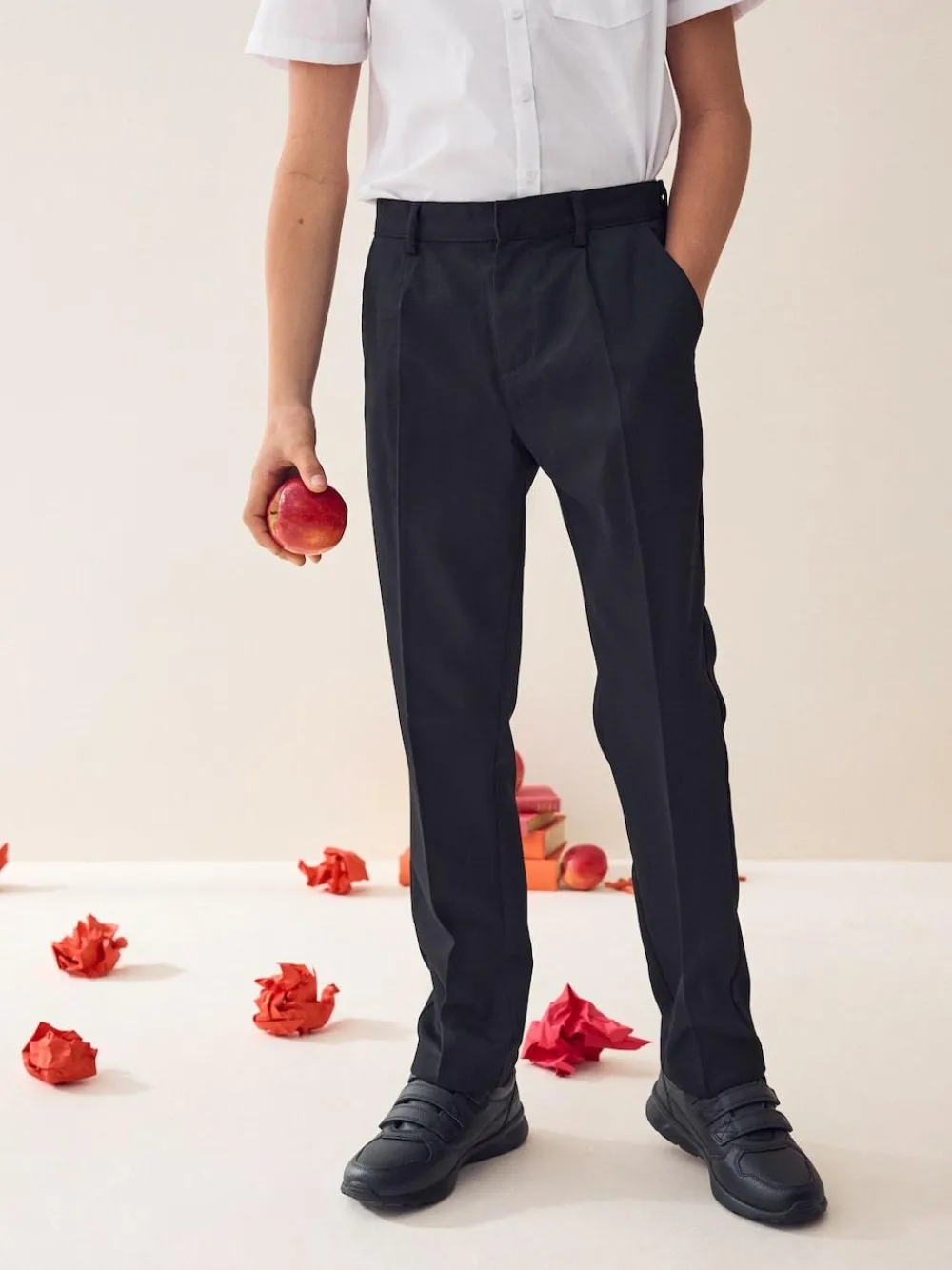 Next Regular Waist School Pleat Front Trousers (3-17yrs)^BOY Joggers|Tznius Pants