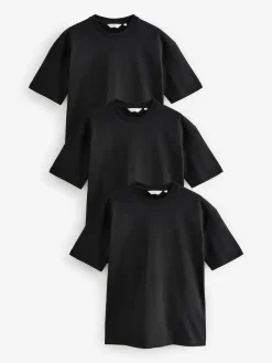 Next Black Relaxed Fit Heavyweight T-Shirts 3 Pack^ Nightwear|Tops & T-Shirts