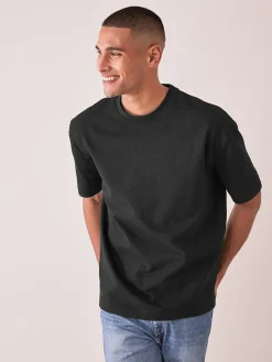 Next Black Relaxed Fit Heavyweight T-Shirt^ Nightwear|Tops & T-Shirts