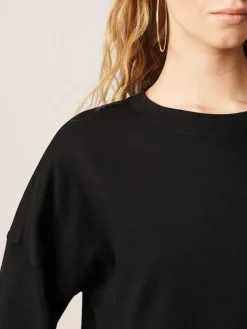Next Black Relaxed Fit Heavyweight Longline T-Shirt^Women Tops & T-Shirts