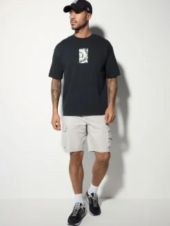 Hot Next Relaxed Fit Japanese Surf Graphic Print T-Shirt Black